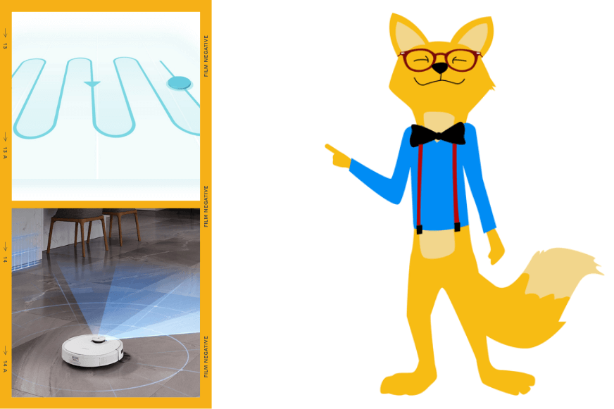 Умный лис Smart Home Fox указывает на роботы-пылесосы со структурированной навигацией.